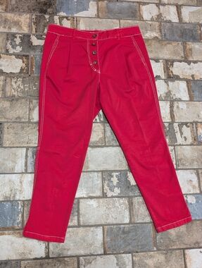 Innovative Daily Fashion Italian Red Trousers Size 46 Fits US 10-12 Large L